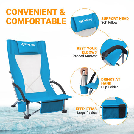 KingCamp Low Sling Beach Chair with Cooler Bag